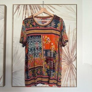 JOHNNY WAS Allie Flower Favorite Printed Blouse Size XL BAMBOO